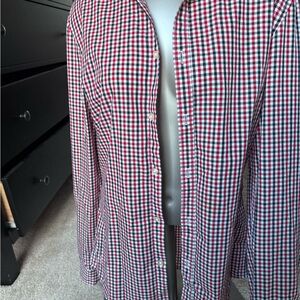 H&M Men's Slim Fit Red White Check Button Down Long Sleeve Collared Shirt Medium